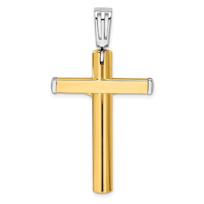 14K Bicolor Poliert Kruzifix Kreuz Anhänger
