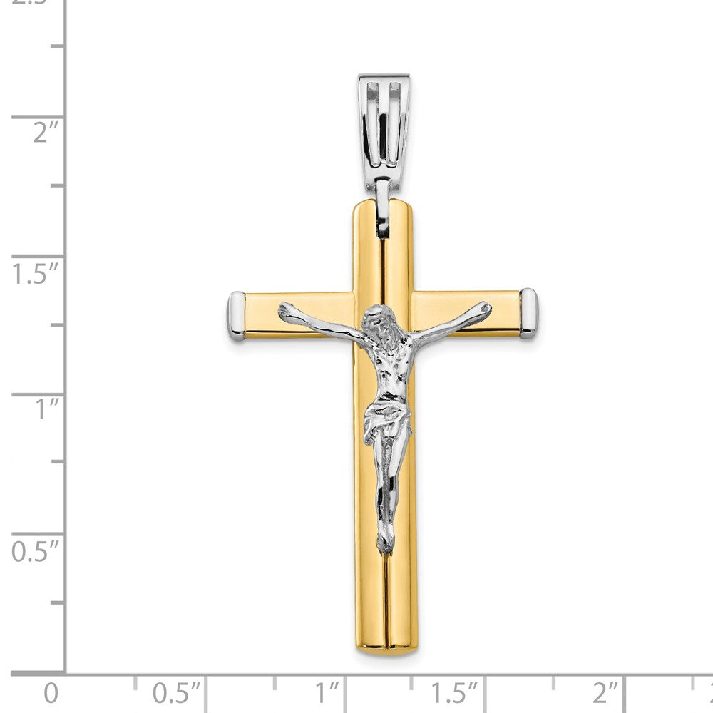 14K Bicolor Poliert Kruzifix Kreuz Anhänger