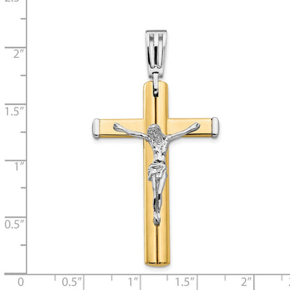 14K Bicolor Poliert Kruzifix Kreuz Anhänger