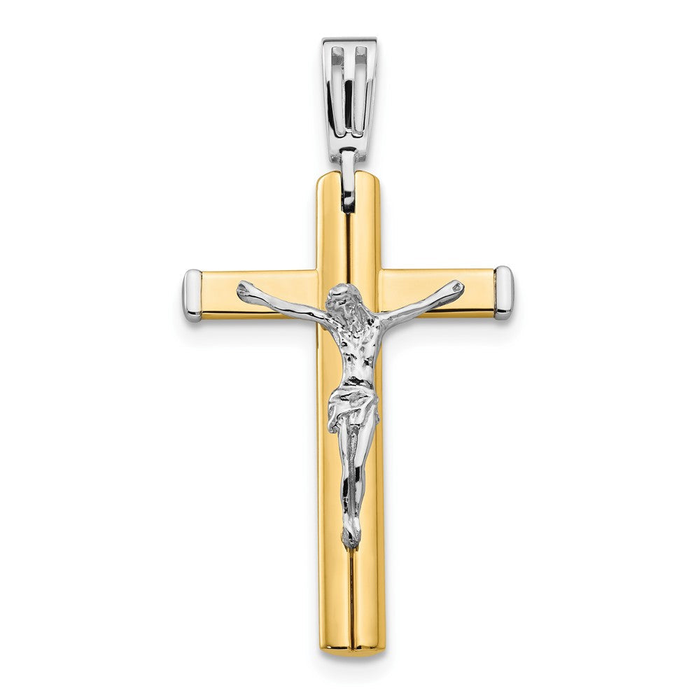 14K Bicolor Poliert Kruzifix Kreuz Anhänger