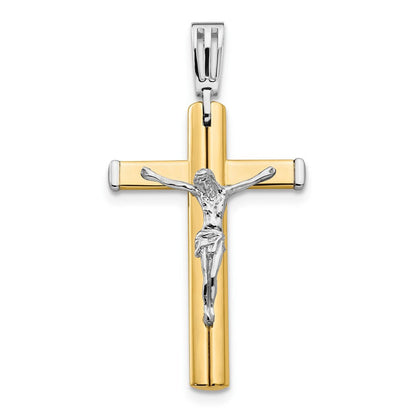14K Bicolor Poliert Kruzifix Kreuz Anhänger