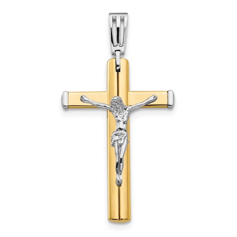 14K Bicolor Poliert Kruzifix Kreuz Anhänger