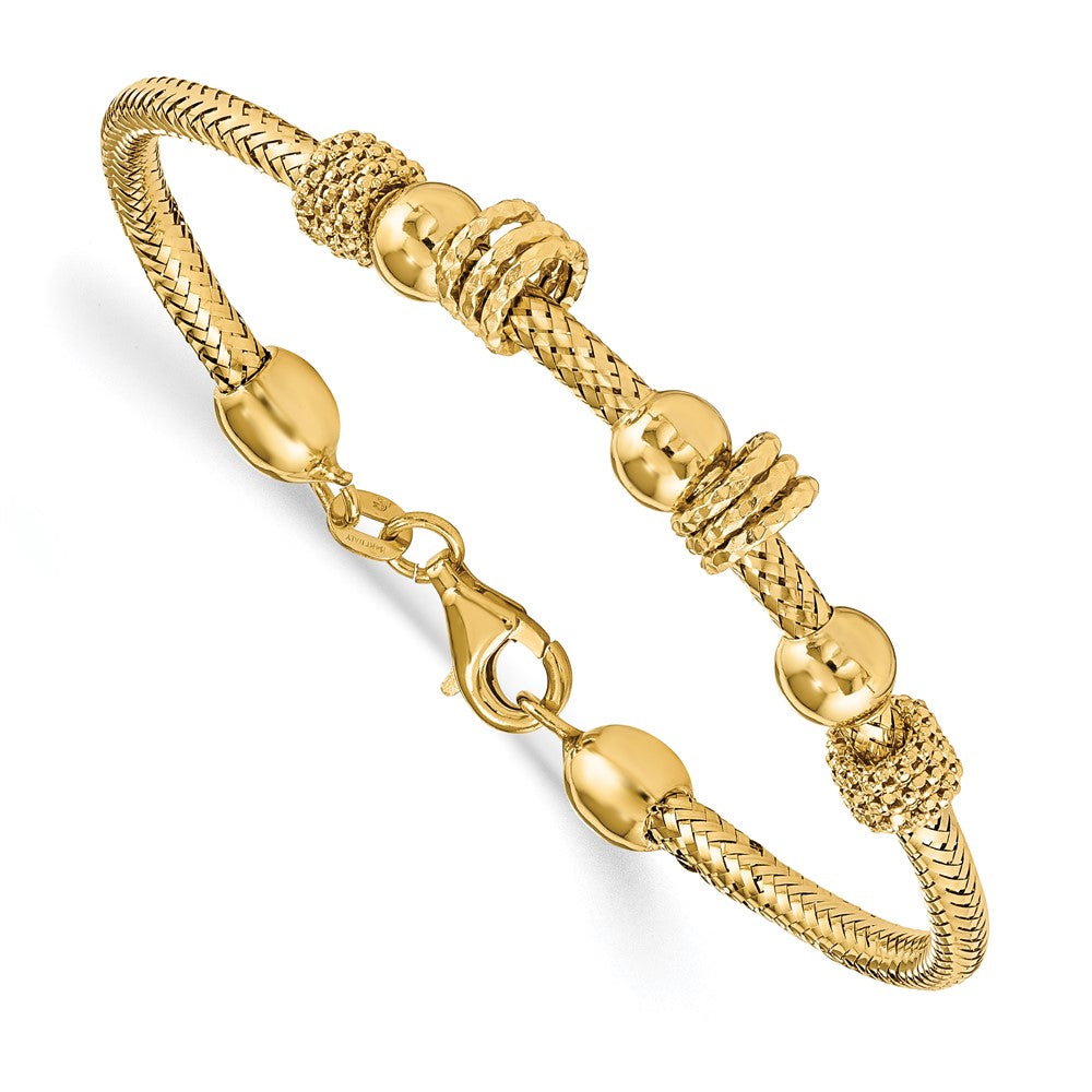 7.5 Zoll 14K Poliert und Strukturiert Armband