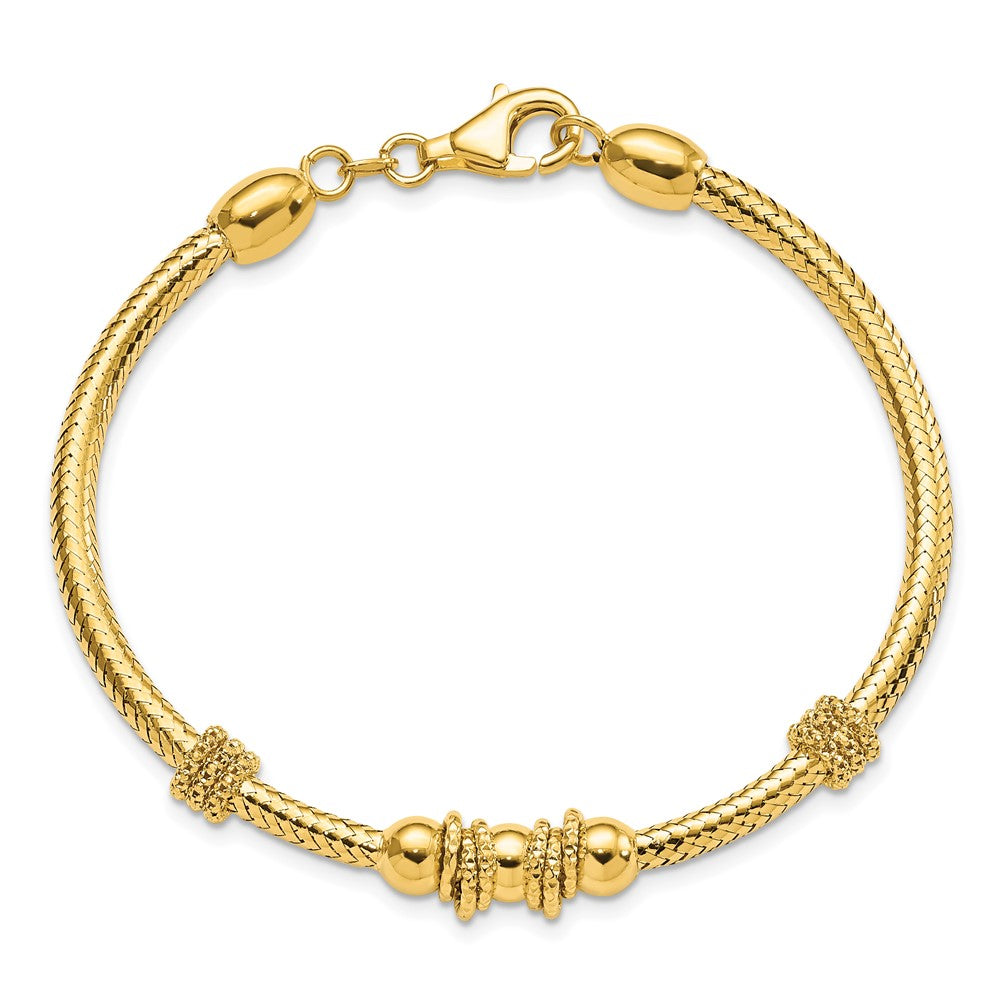 7.5 Zoll 14K Poliert und Strukturiert Armband