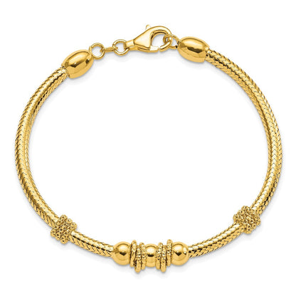 7.5 Zoll 14K Poliert und Strukturiert Armband