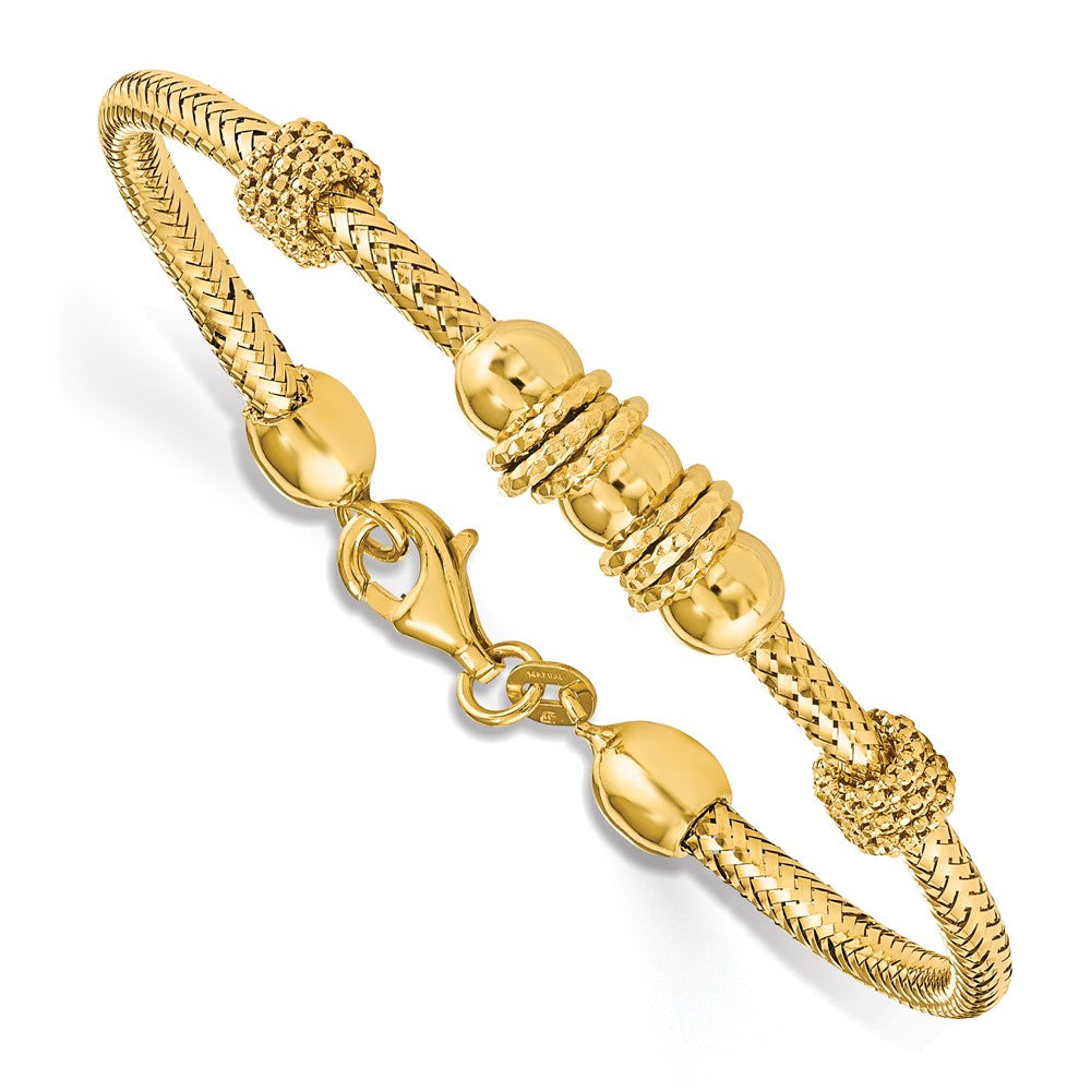 7.5 Zoll 14K Poliert und Strukturiert Armband