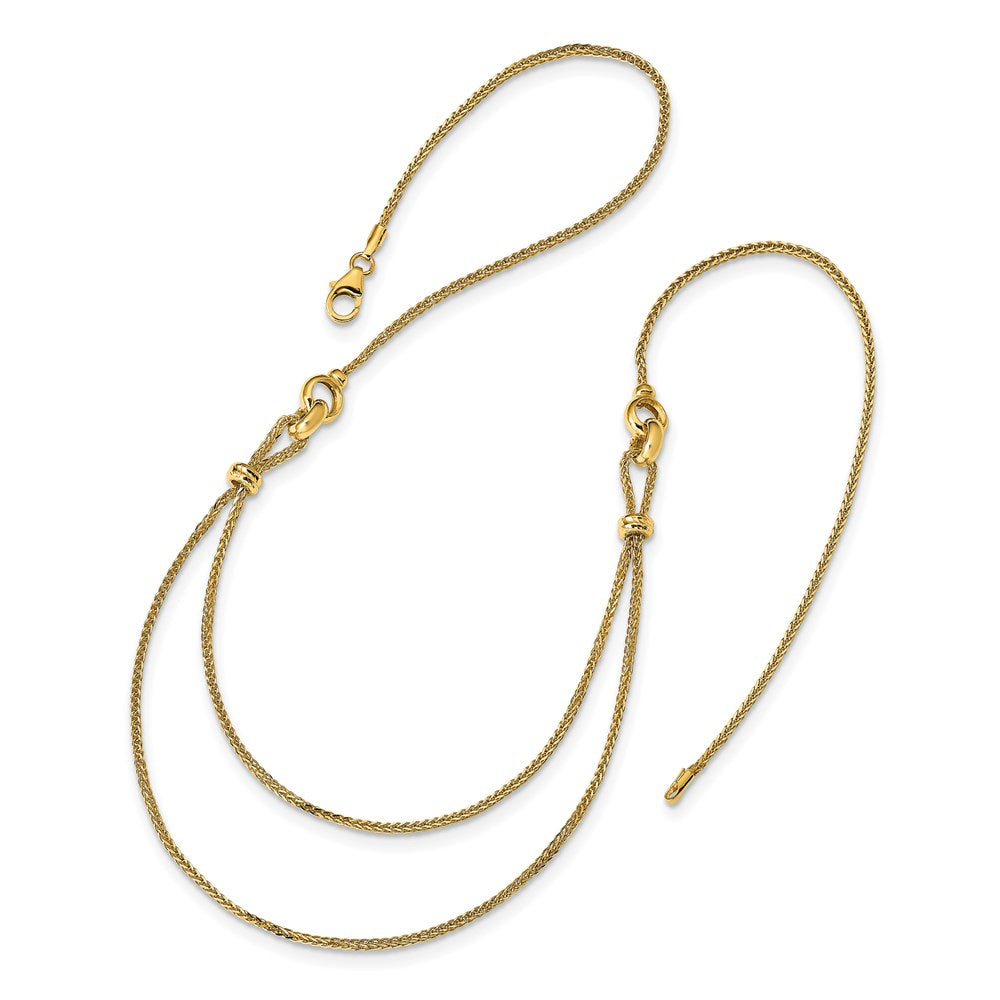 14K Gelbgold Poliert 2 Layer Diamantiert Gekugelt Halskette