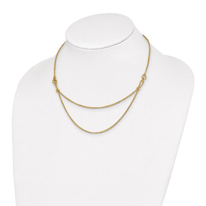 14K Gelbgold Poliert 2 Layer Diamantiert Gekugelt Halskette