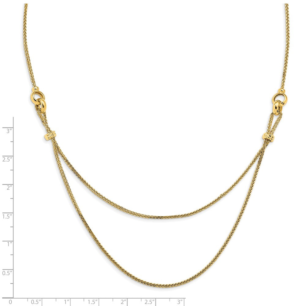 14K Gelbgold Poliert 2 Layer Diamantiert Gekugelt Halskette