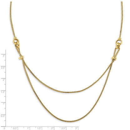 14K Gelbgold Poliert 2 Layer Diamantiert Gekugelt Halskette