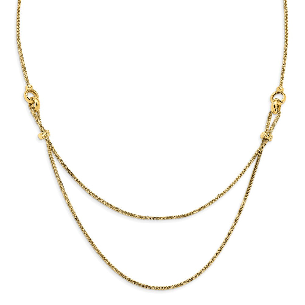 14K Gelbgold Poliert 2 Layer Diamantiert Gekugelt Halskette