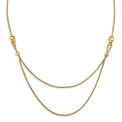 14K Gelbgold Poliert 2 Layer Diamantiert Gekugelt Halskette