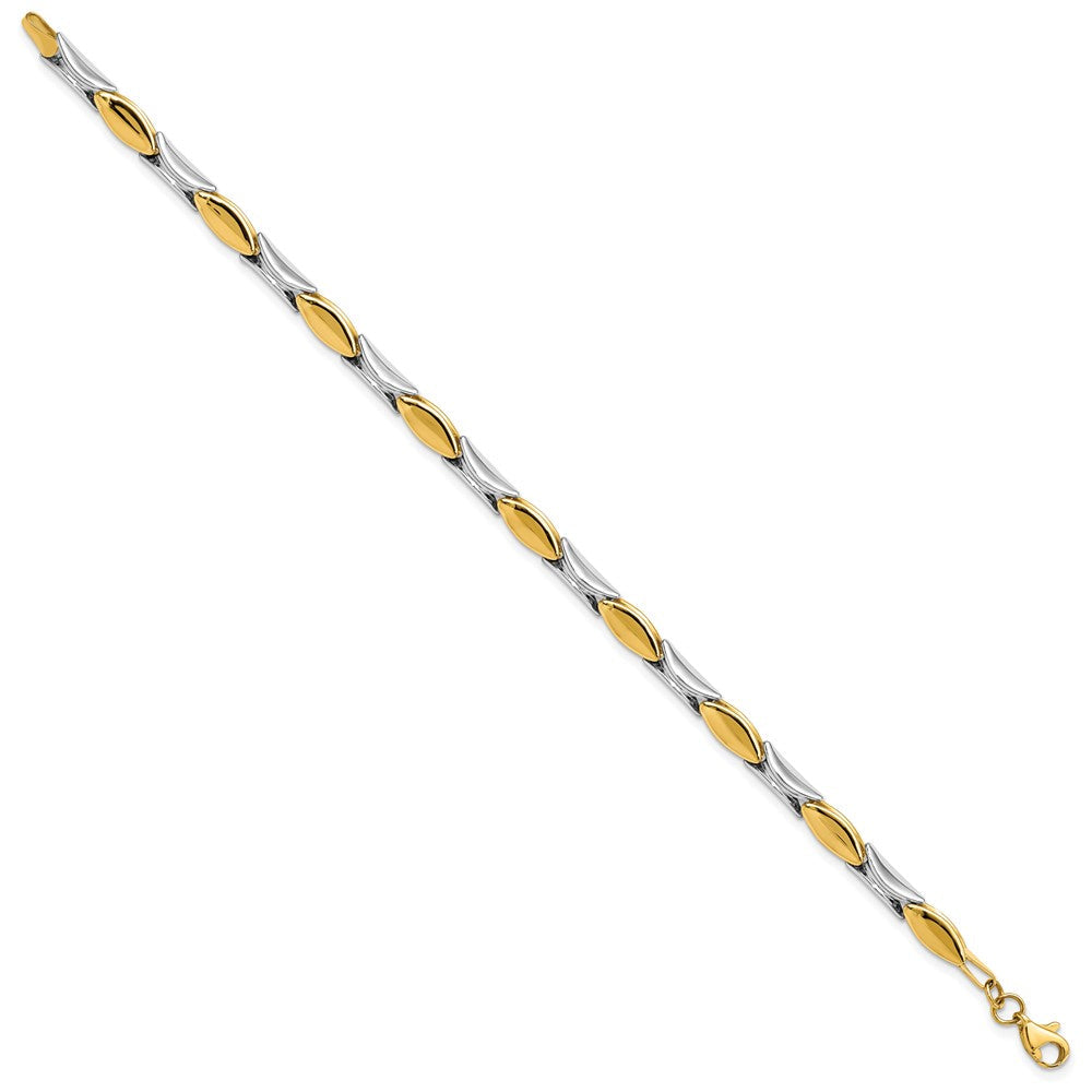 14K Bicolor Poliert Fantasieglieder Gliederarmband