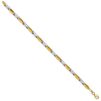 14K Bicolor Poliert Fantasieglieder Gliederarmband