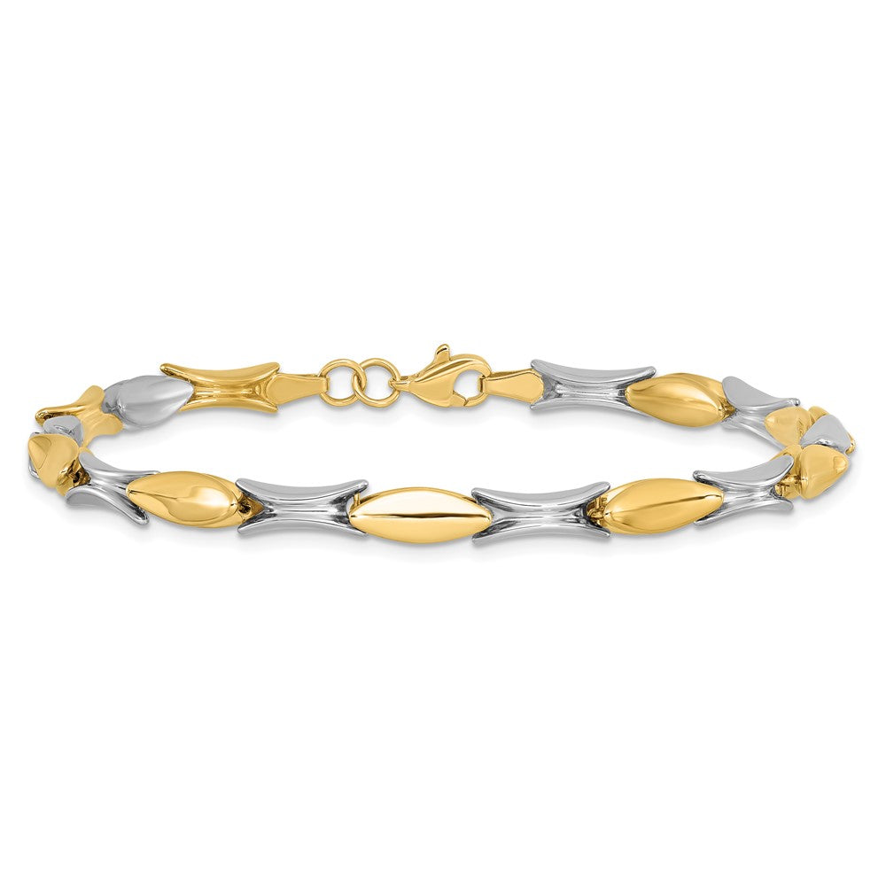14K Bicolor Poliert Fantasieglieder Gliederarmband