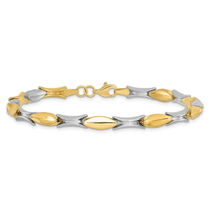 14K Bicolor Poliert Fantasieglieder Gliederarmband
