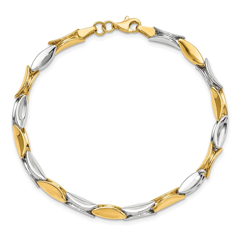 14K Bicolor Poliert Fantasieglieder Gliederarmband