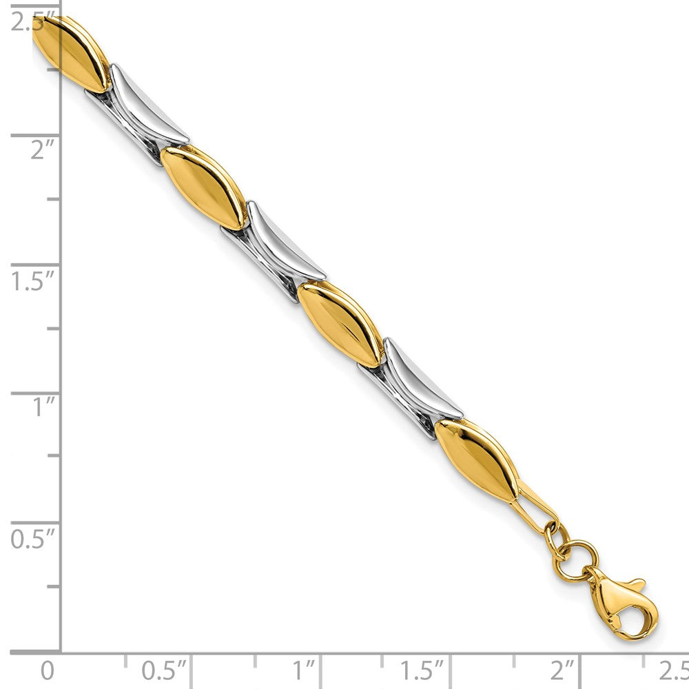 14K Bicolor Poliert Fantasieglieder Gliederarmband