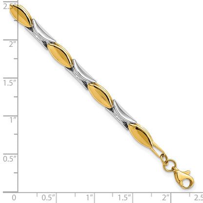 14K Bicolor Poliert Fantasieglieder Gliederarmband
