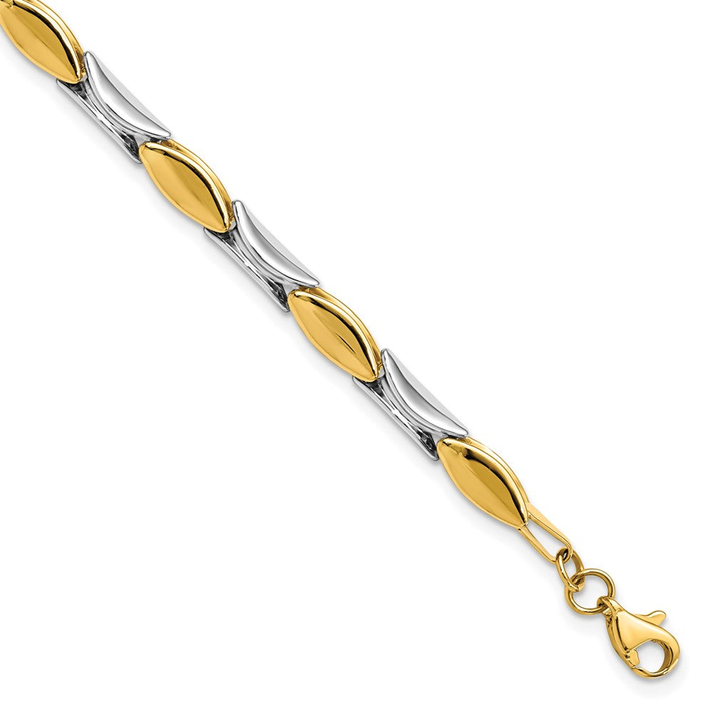 14K Bicolor Poliert Fantasieglieder Gliederarmband