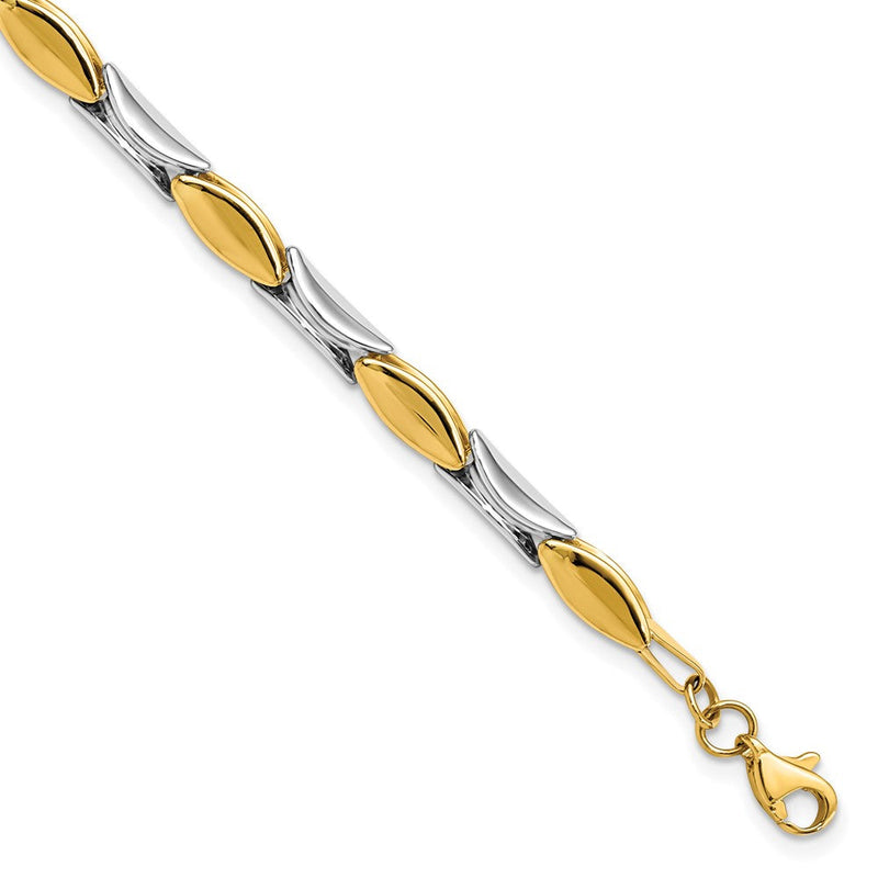 14K Bicolor Poliert Fantasieglieder Gliederarmband