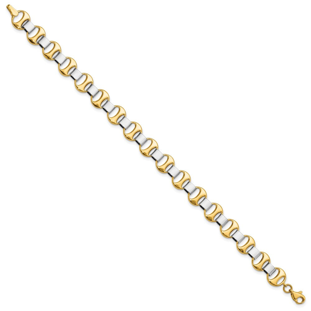 7.5 Zoll 14K Bicolor Poliert Fantasieglieder Armband