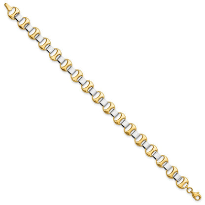 7.5 Zoll 14K Bicolor Poliert Fantasieglieder Armband