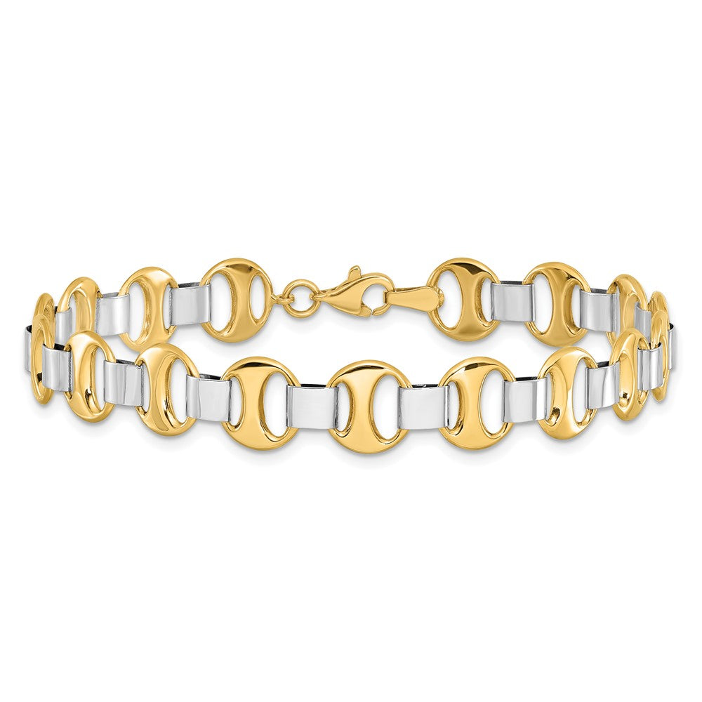 7.5 Zoll 14K Bicolor Poliert Fantasieglieder Armband