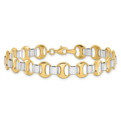 7.5 Zoll 14K Bicolor Poliert Fantasieglieder Armband