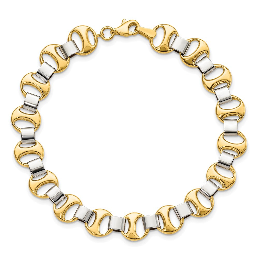 7.5 Zoll 14K Bicolor Poliert Fantasieglieder Armband