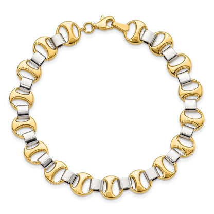 7.5 Zoll 14K Bicolor Poliert Fantasieglieder Armband