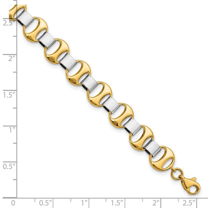7.5 Zoll 14K Bicolor Poliert Fantasieglieder Armband