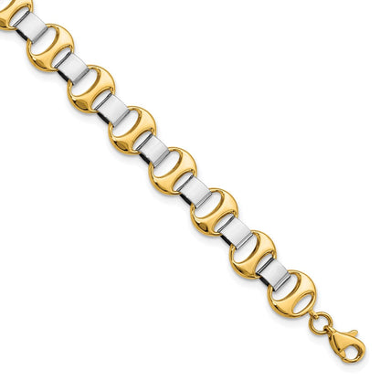 7.5 Zoll 14K Bicolor Poliert Fantasieglieder Armband