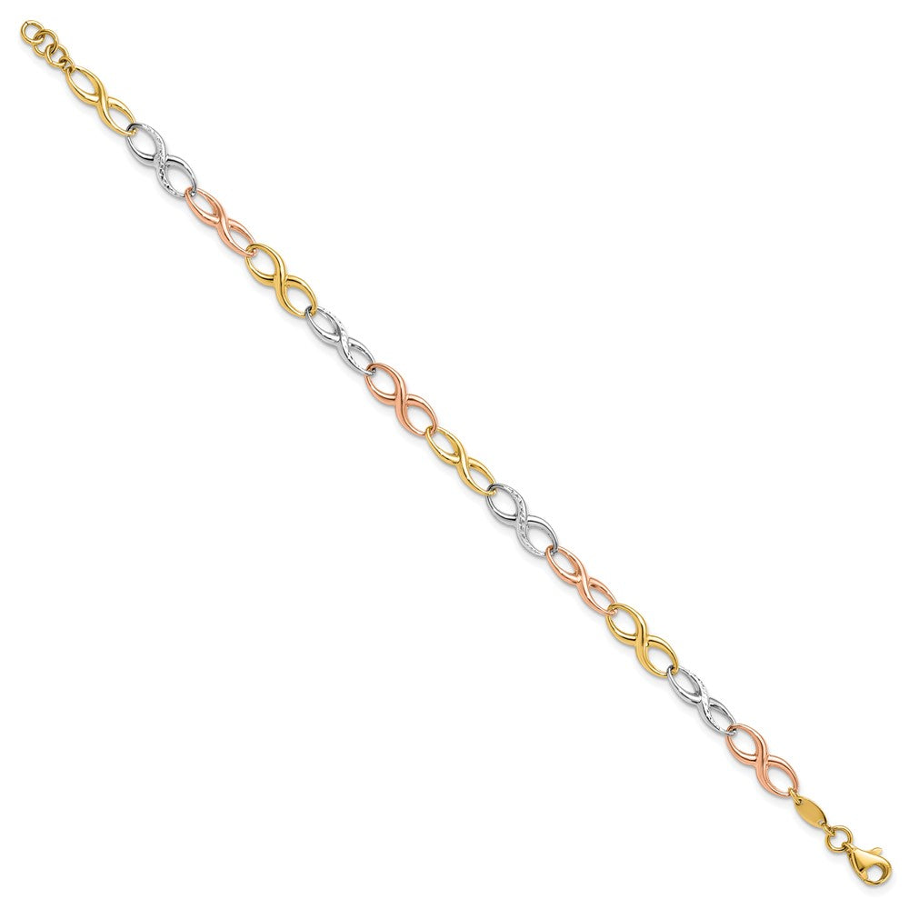 7.5 Zoll 14K Tricolor Unendlichkeit Symbol Glieder Armband