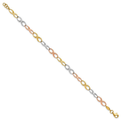 7.5 Zoll 14K Tricolor Unendlichkeit Symbol Glieder Armband