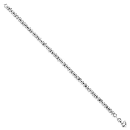 14K Weißgold Poliert und Diamantiert Gekugelt Armband