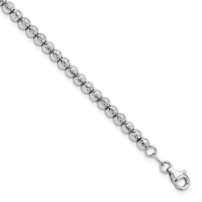14K Weißgold Poliert und Diamantiert Gekugelt Armband