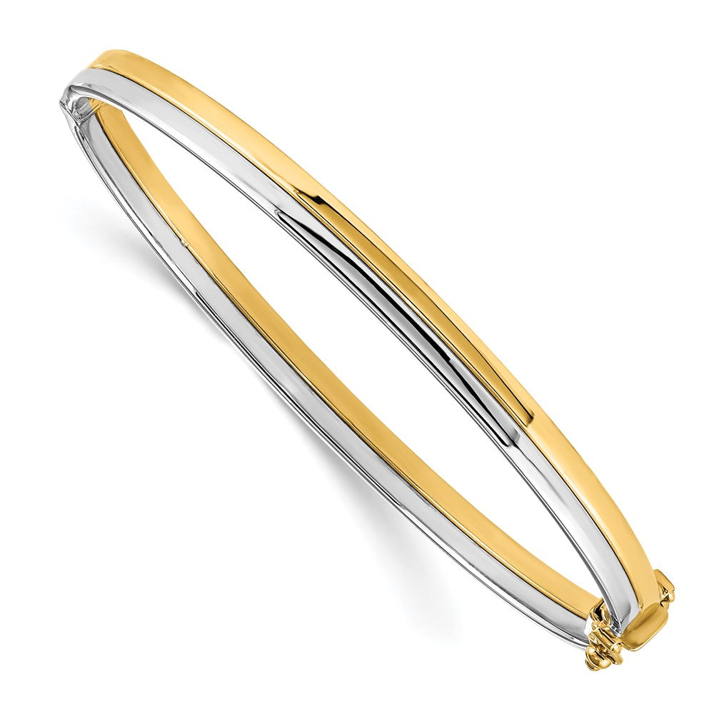 14K Gelb & Rhodium Bicolor Poliert Klappbar Armreif