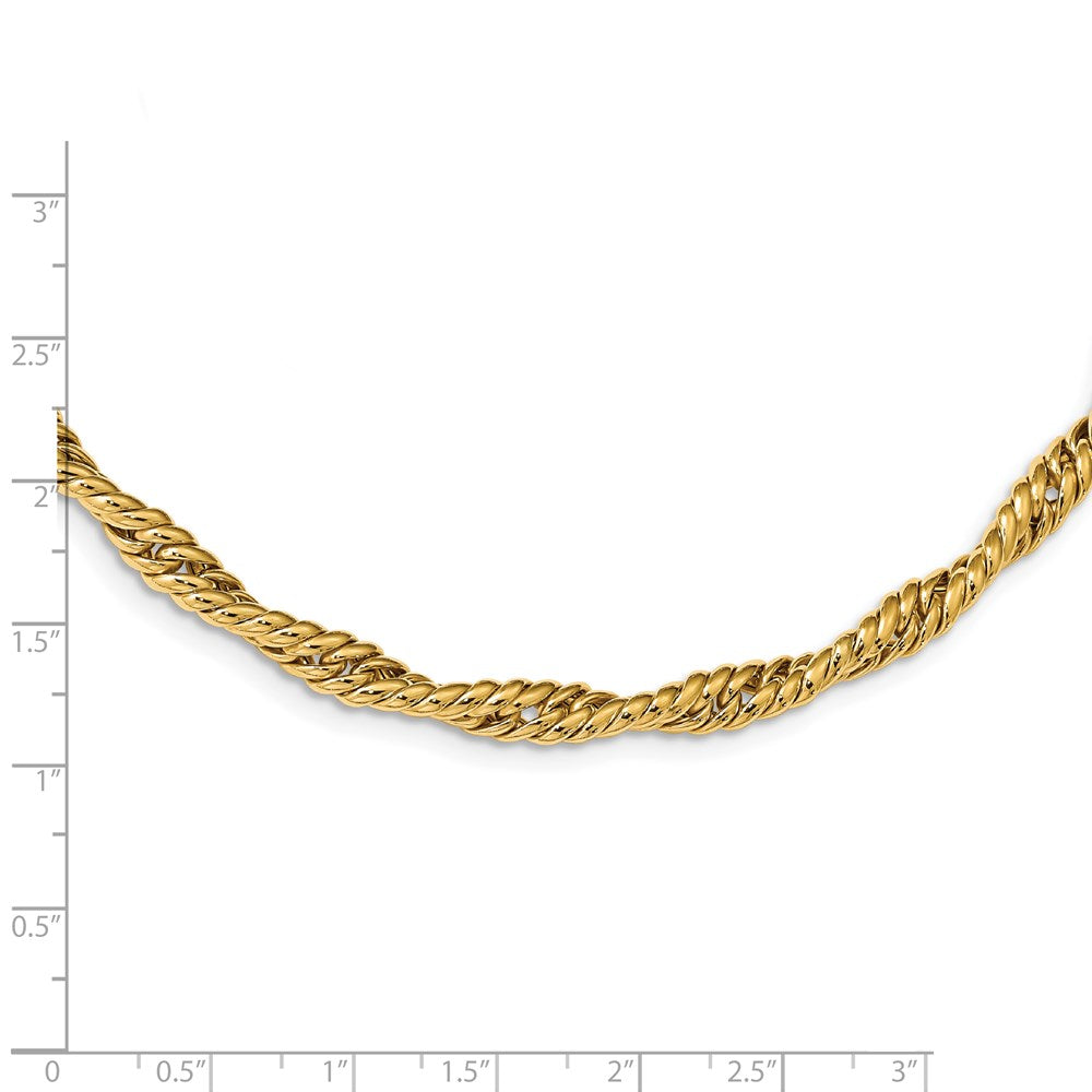 14K Gelbgold Poliert Gedreht Fantasieglieder Halskette