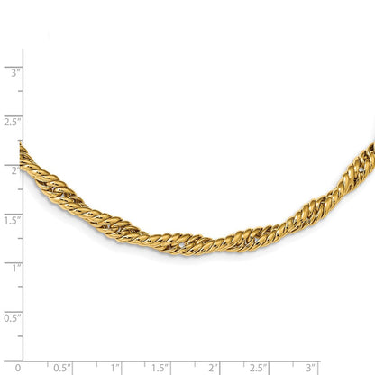 14K Gelbgold Poliert Gedreht Fantasieglieder Halskette