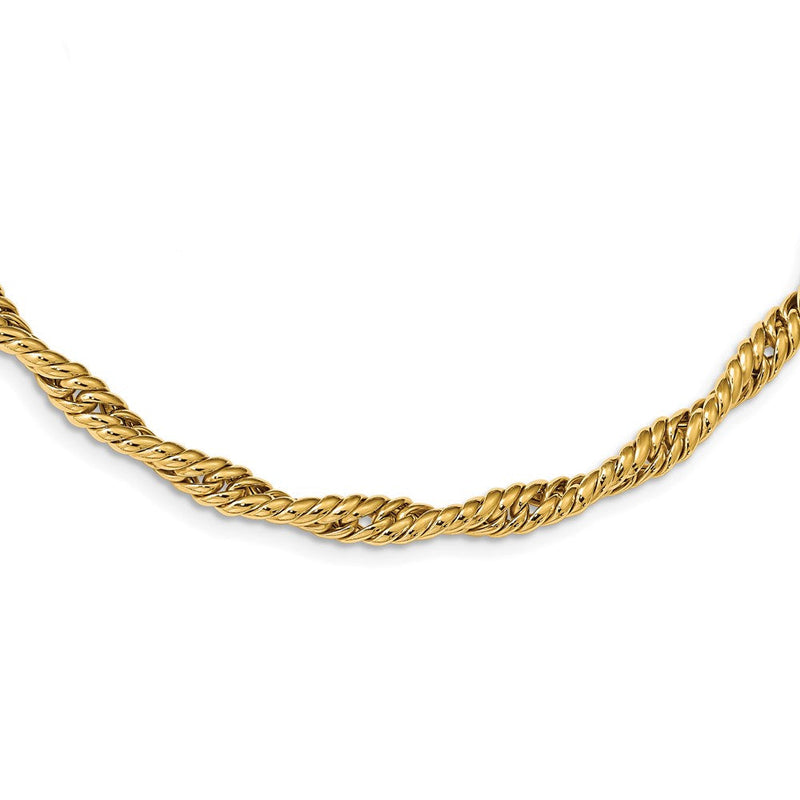 14K Gelbgold Poliert Gedreht Fantasieglieder Halskette
