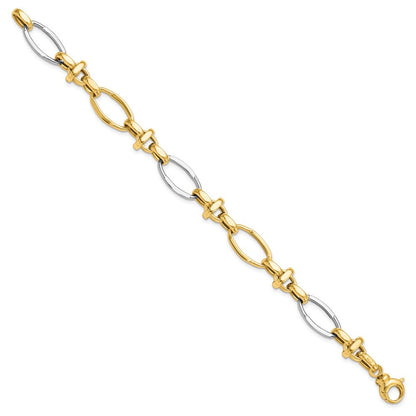 14K Bicolor Poliert Fantasieglieder Gliederarmband