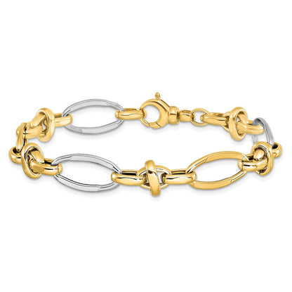 14K Bicolor Poliert Fantasieglieder Gliederarmband