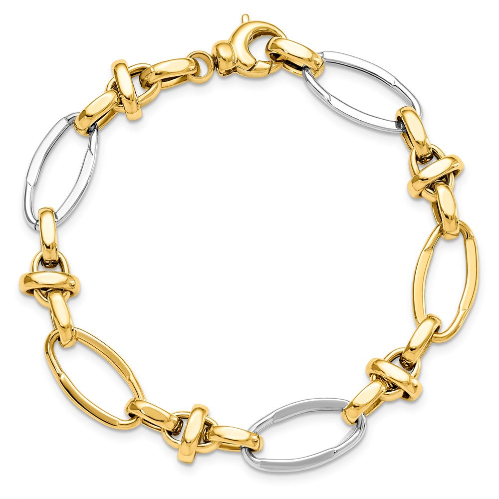 14K Bicolor Poliert Fantasieglieder Gliederarmband