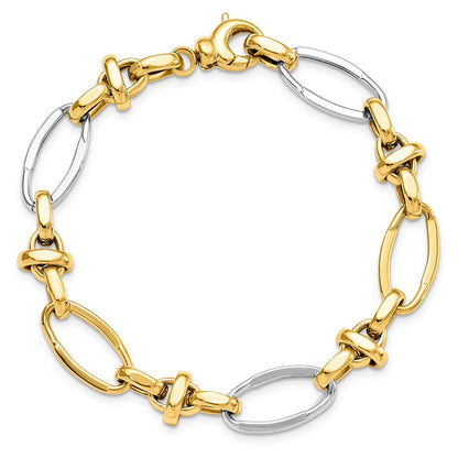 14K Bicolor Poliert Fantasieglieder Gliederarmband