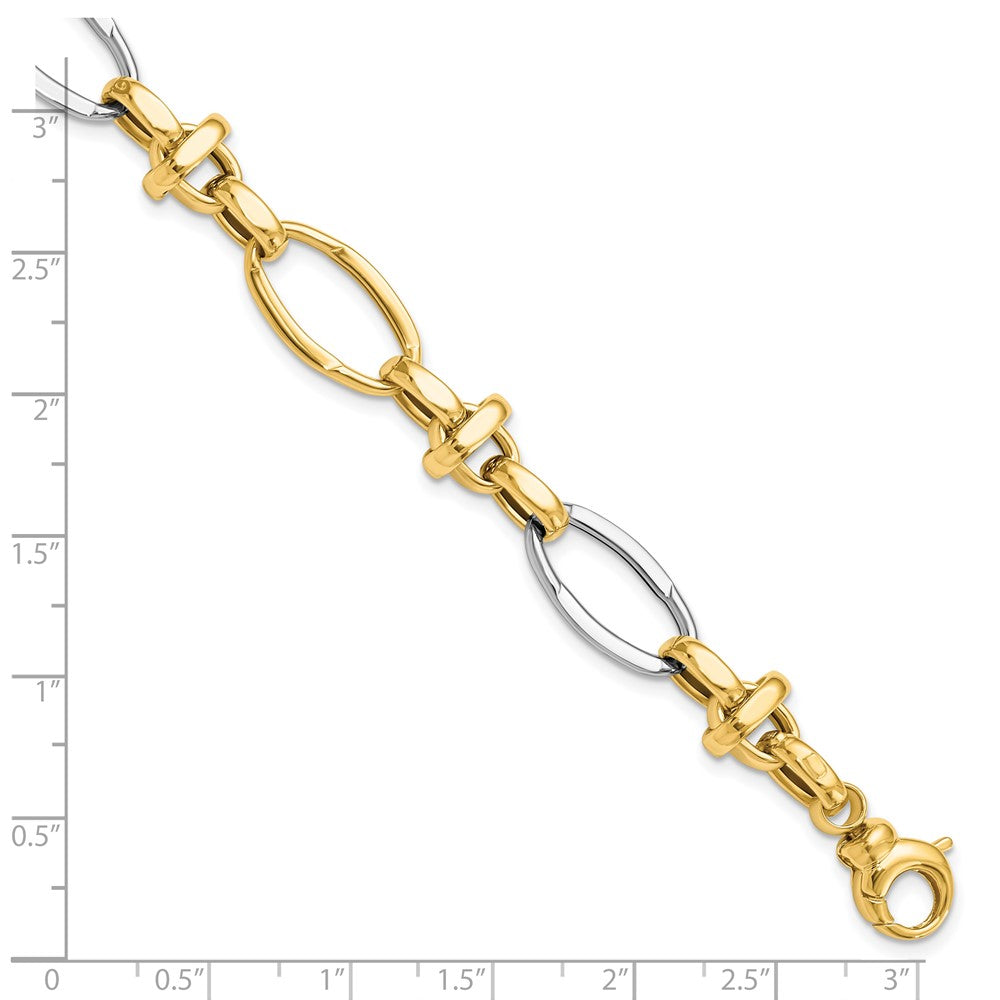 14K Bicolor Poliert Fantasieglieder Gliederarmband