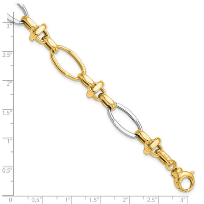 14K Bicolor Poliert Fantasieglieder Gliederarmband