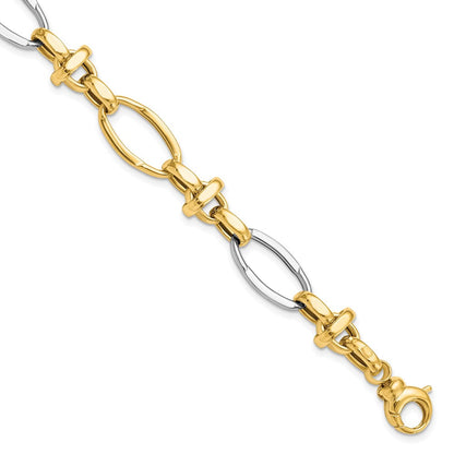 14K Bicolor Poliert Fantasieglieder Gliederarmband