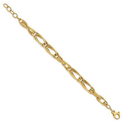 7 Zoll 14K Poliert und Strukturiert Mit.75 in Verlängerung. Fantasieglieder Armband