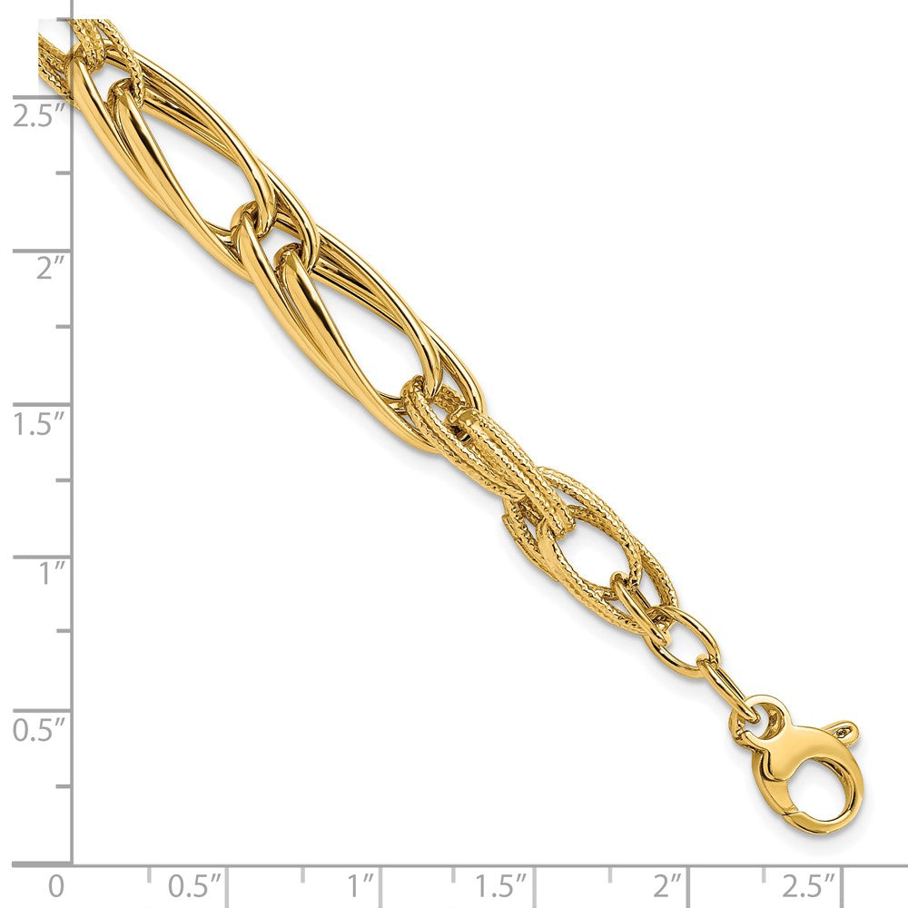 7 Zoll 14K Poliert und Strukturiert Mit.75 in Verlängerung. Fantasieglieder Armband